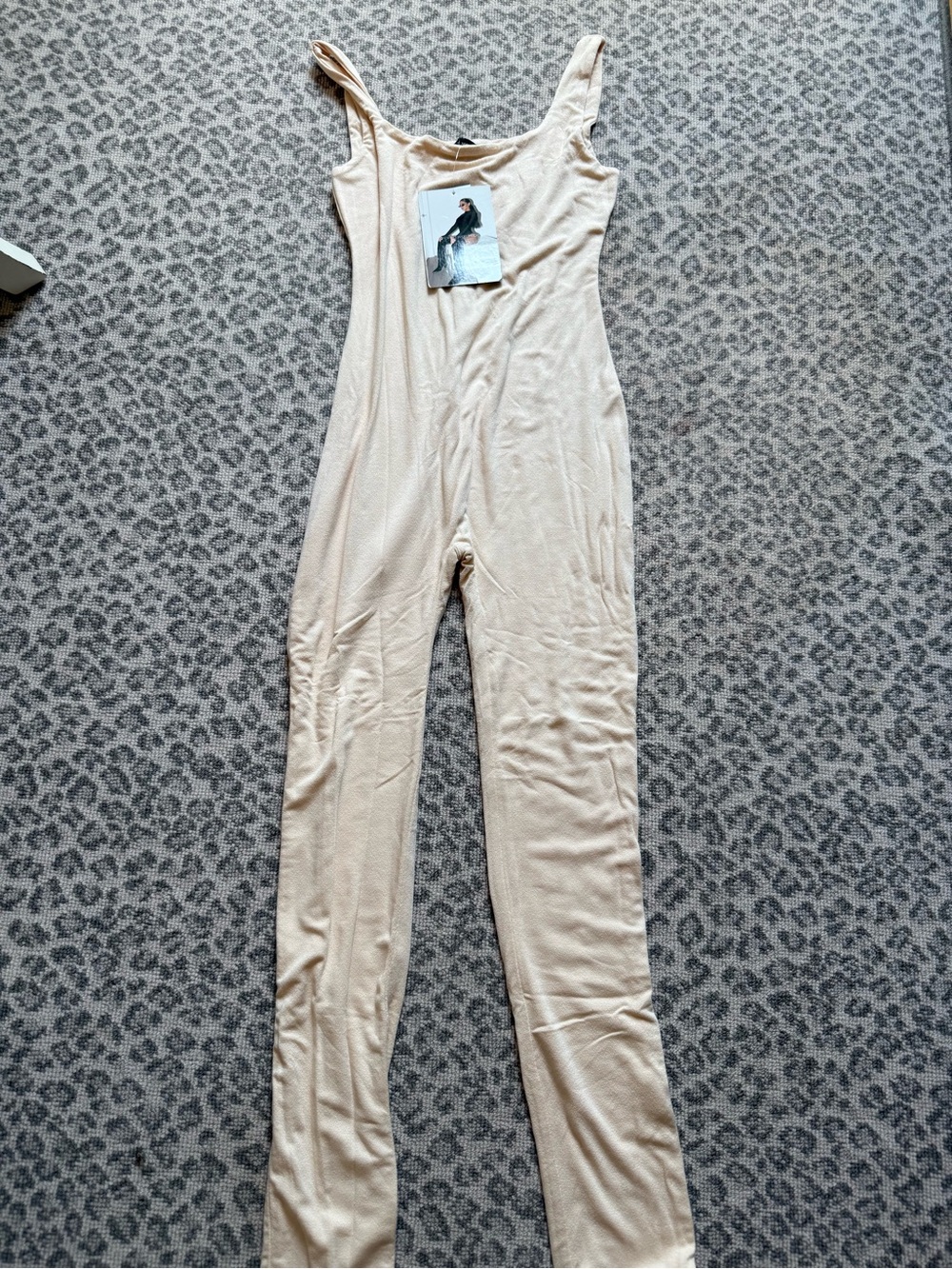Naked Wardrobe NWT Women’s Beige Sleeveless Jumpsuit